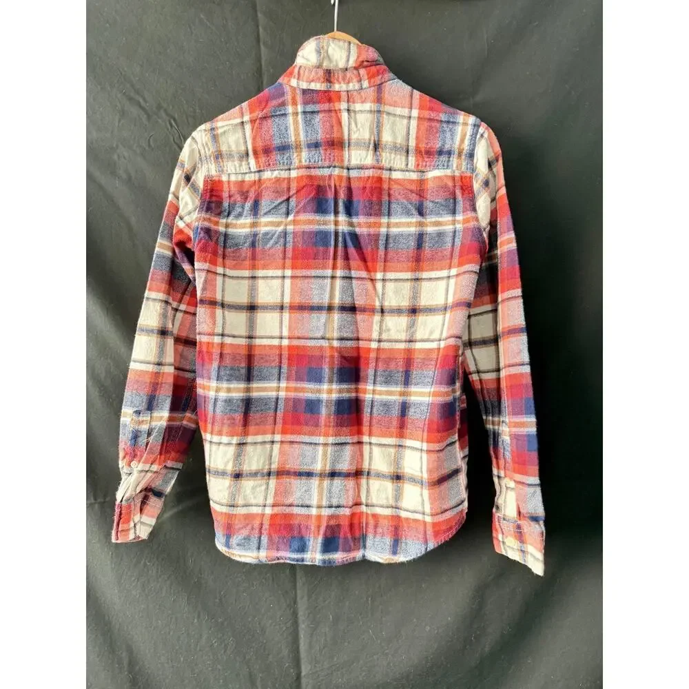 Abercrombie Kids Boys Flannel Plaid Shirt Size 15/16 Red Blue Button Up L/S Soft